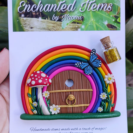 Mini Rainbow Fairy Door with Butterfly – Two Colour Options