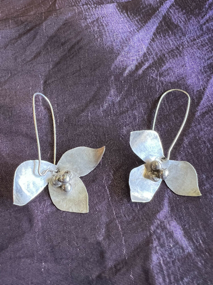 Delicate Solid Silver Flower Earrings