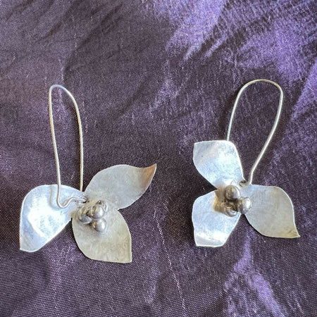 Delicate Solid Silver Flower Earrings