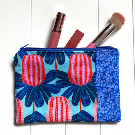 Blue banksia birds purse