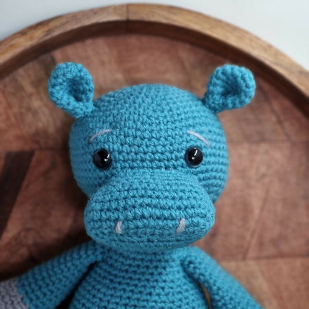 Handmade crochet hippo plush toy
