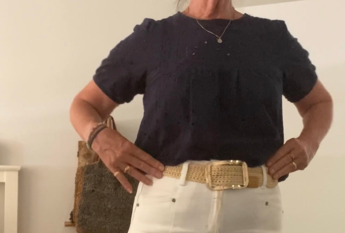 Crochet Bamboo Cord Belt (Gold Buckle)