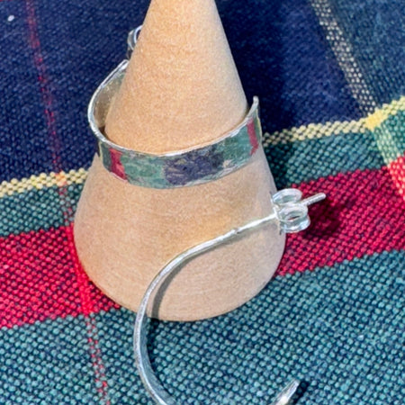 Handcrafted Sterling Silver Faceted Hoop Stud Earrings