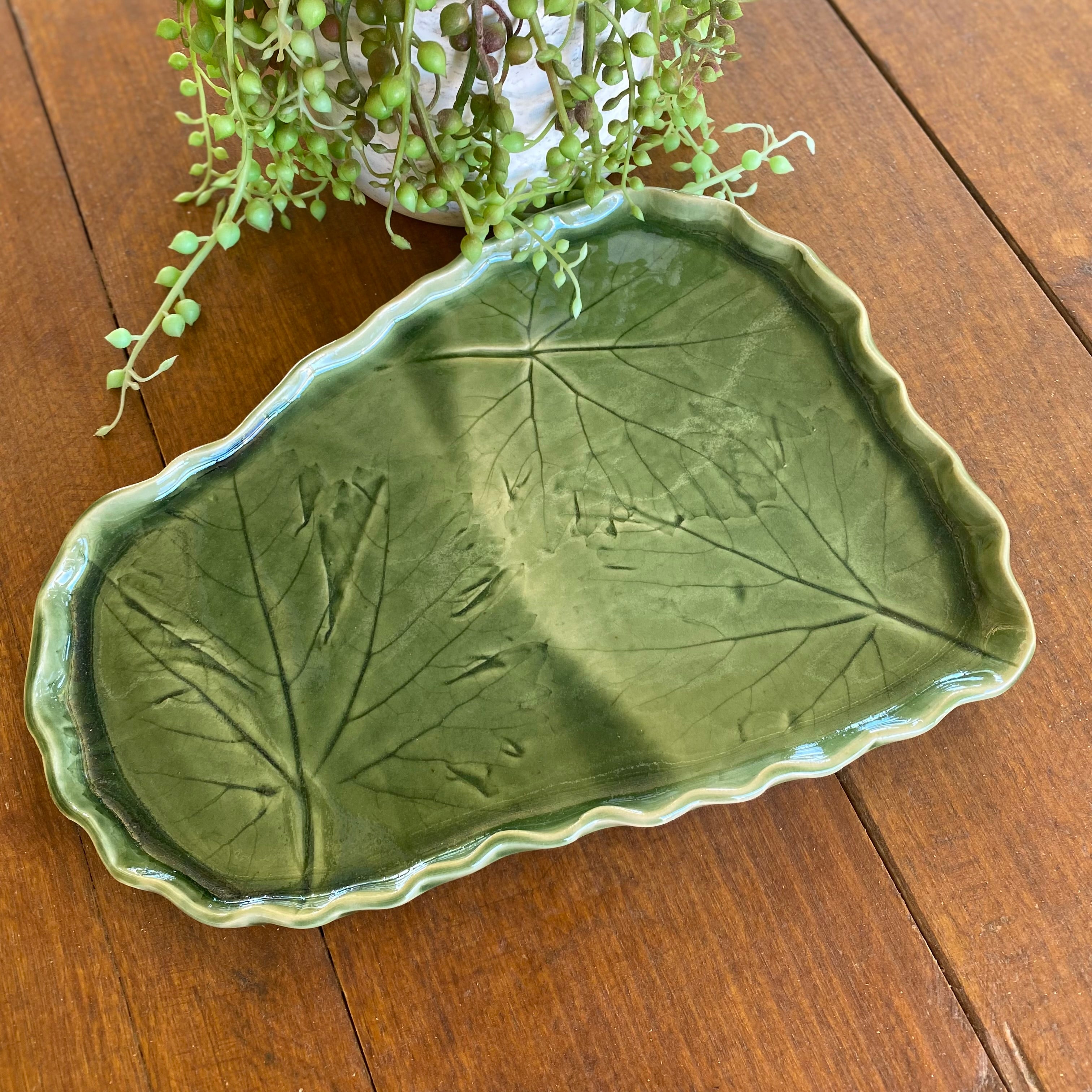 Handmade Vine Leaf Serving Tray Set – Dipping Bowl & Serviette Holder | One of a Kind