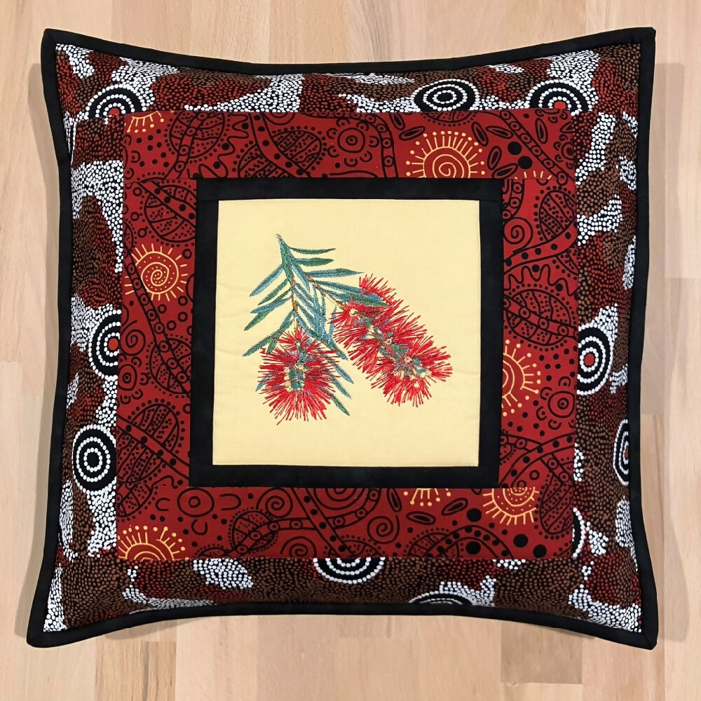 handmade Australian native quilted - bottlebrush