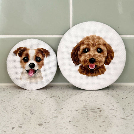 Handmade | Cross Stitch | Dog | Fridge Magnets| Ready to Ship