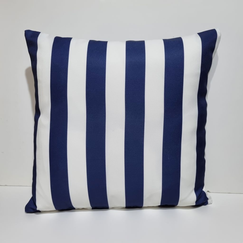Blue and white striped outdoor cushion cover-Coastal 45x45cm