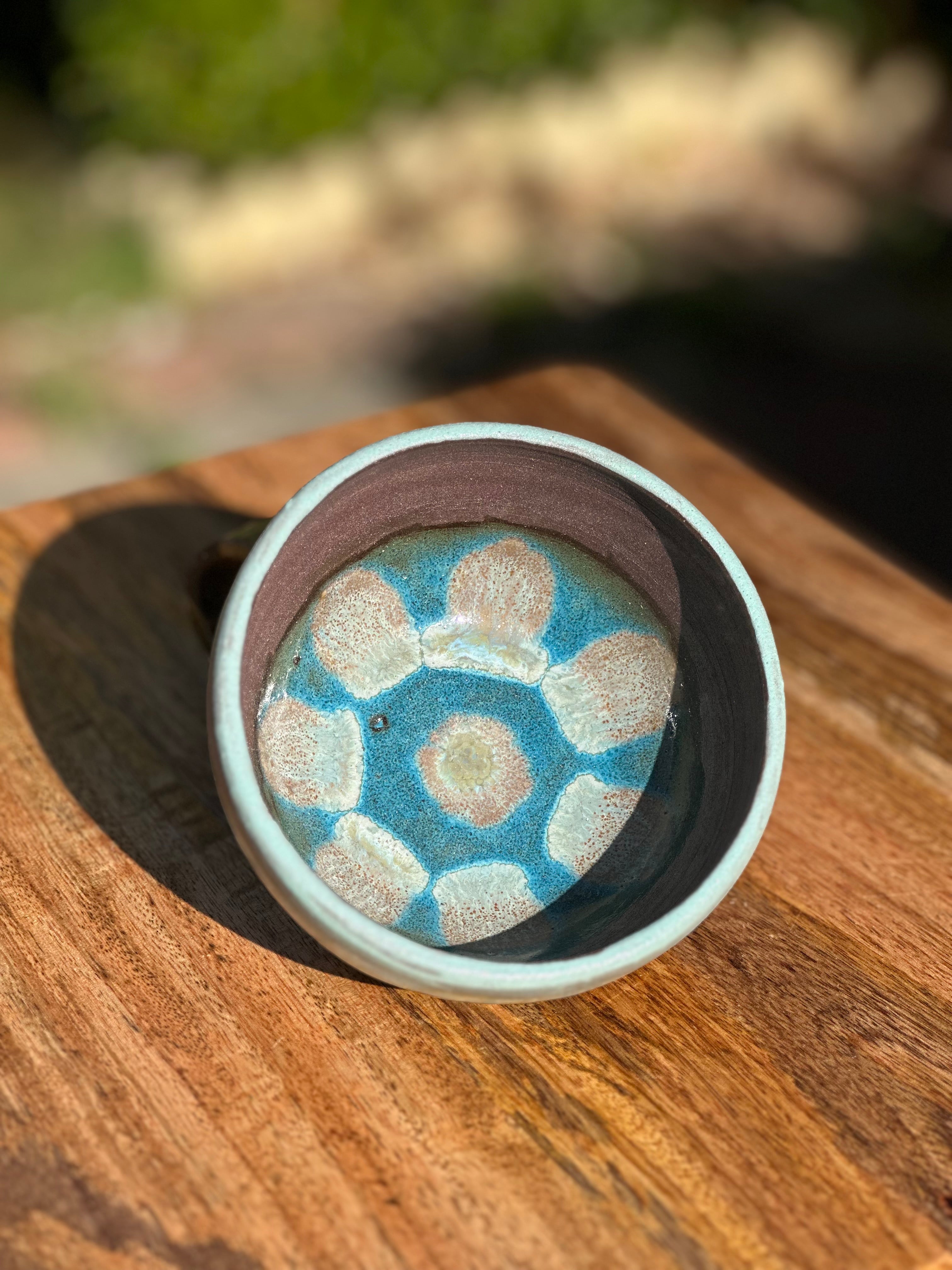 Ceramic Bowl - Teal Bloom