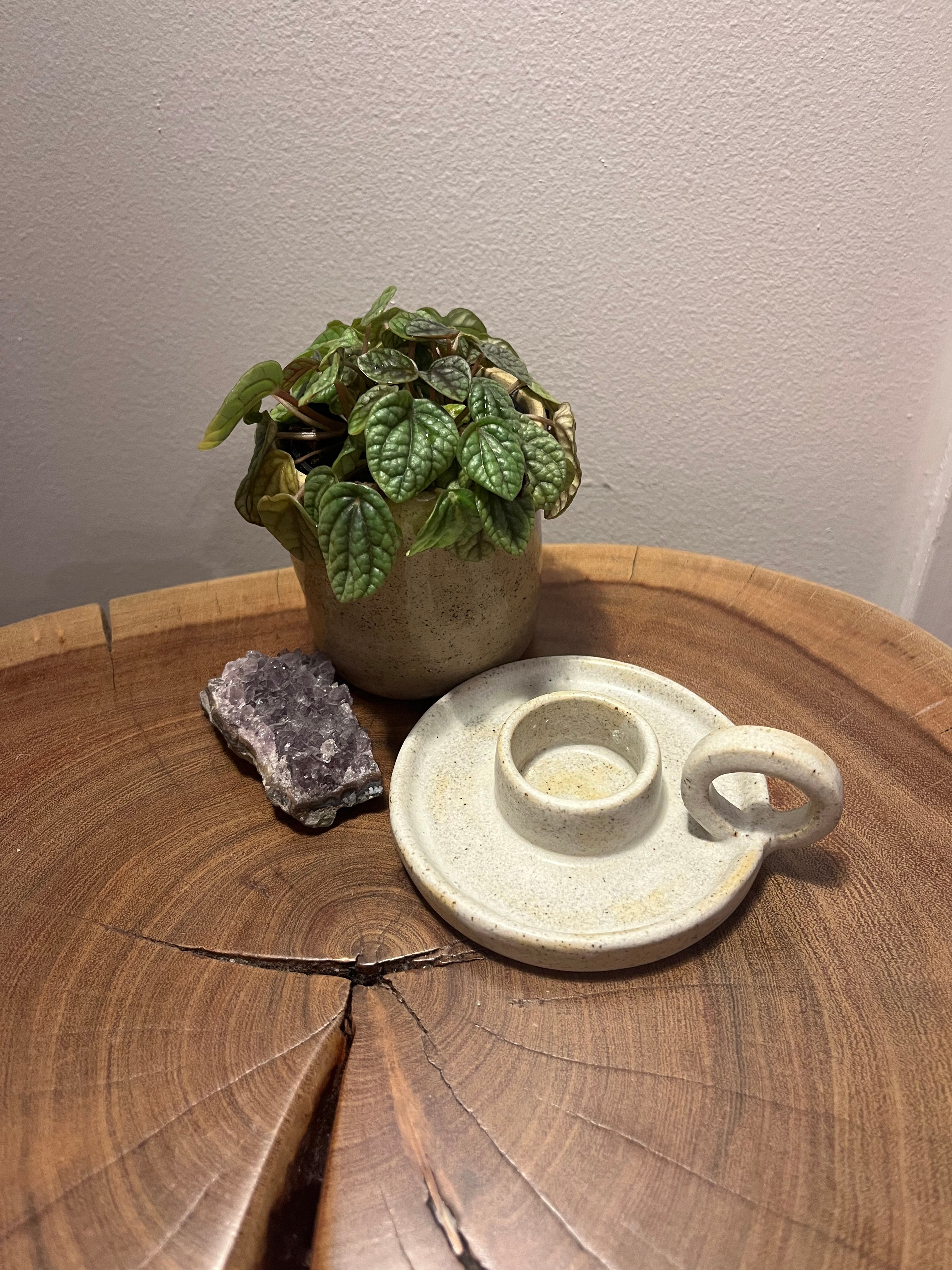 Ceramic White Candlestick Holder