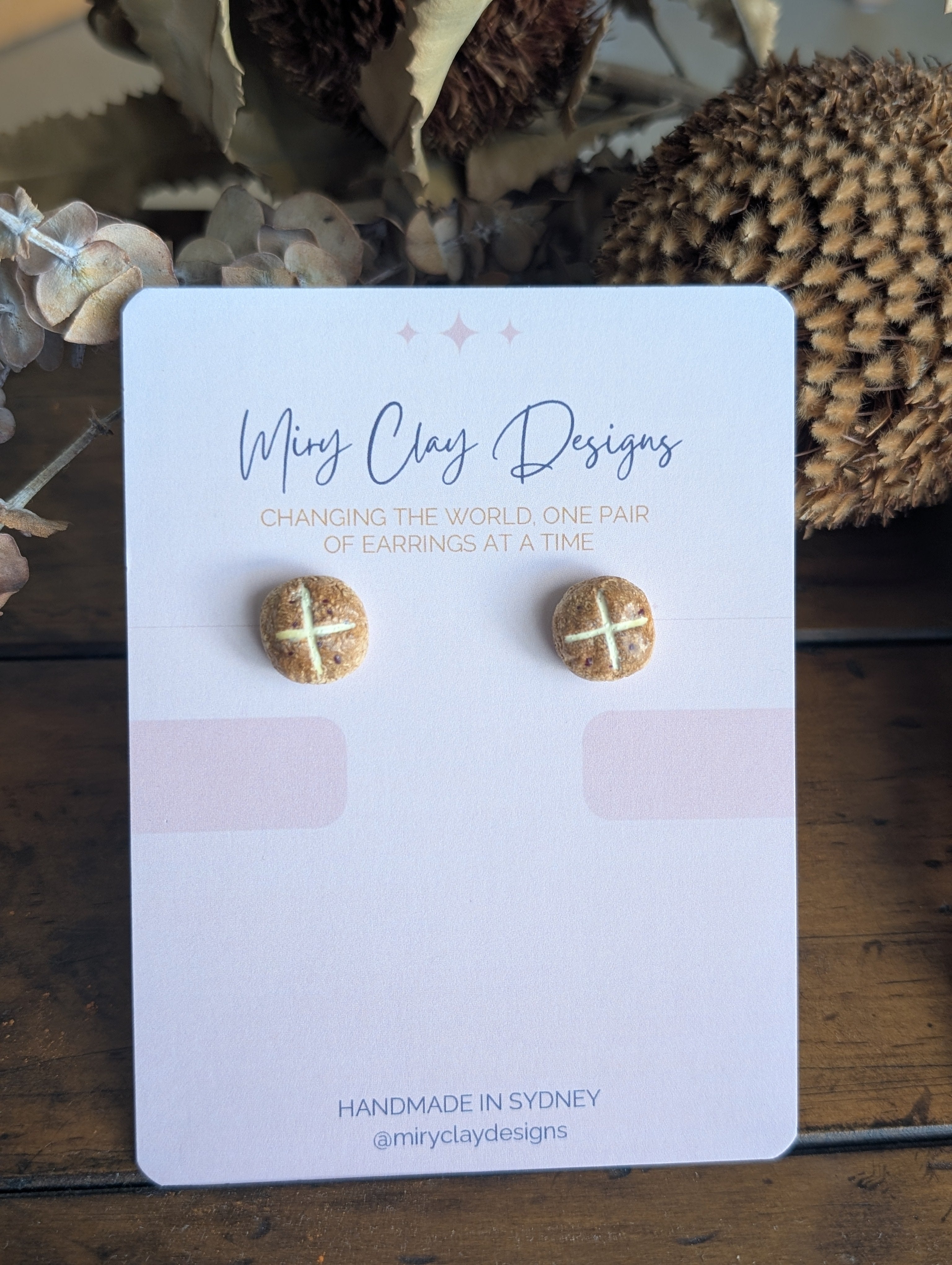 Hot Cross Bun Studs