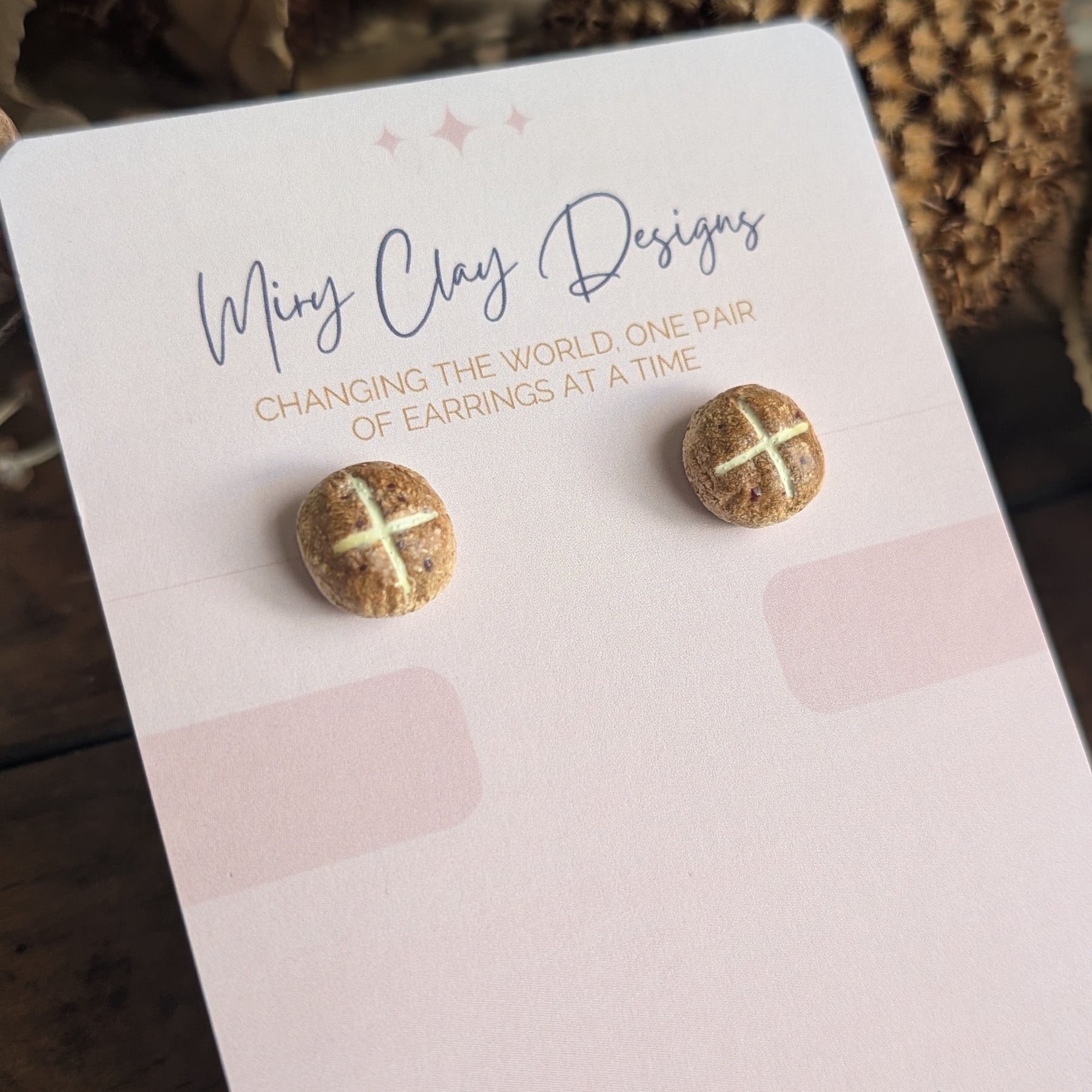 Hot Cross Bun Studs