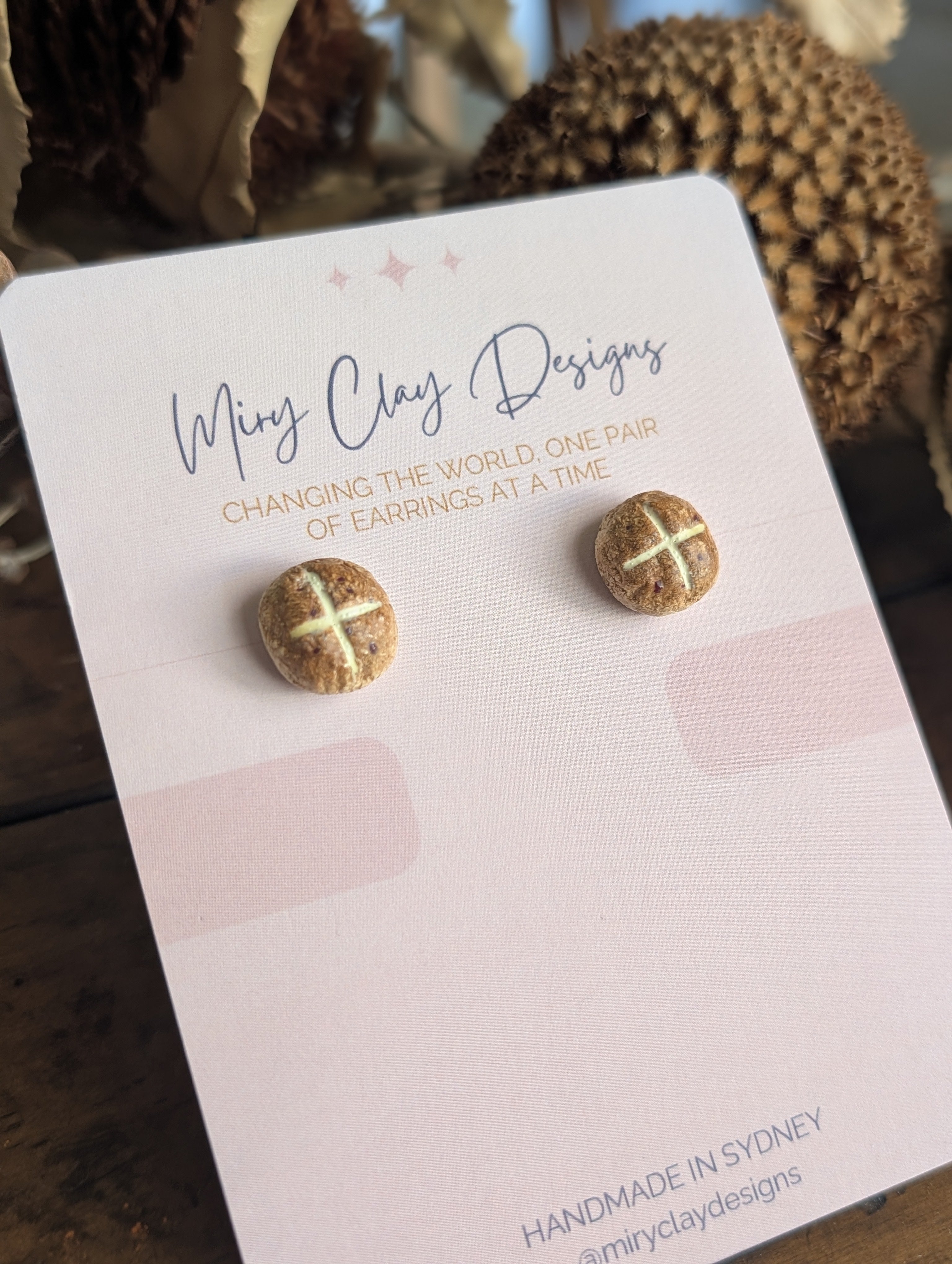 Hot Cross Bun Studs