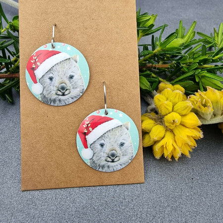 WOMBAT AUSSIE CHRISTMAS - pastel earrings