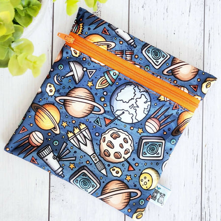 Reusable Waterproof Zip Bag, Petite - Space or Baby Dinosaurs (2 options)