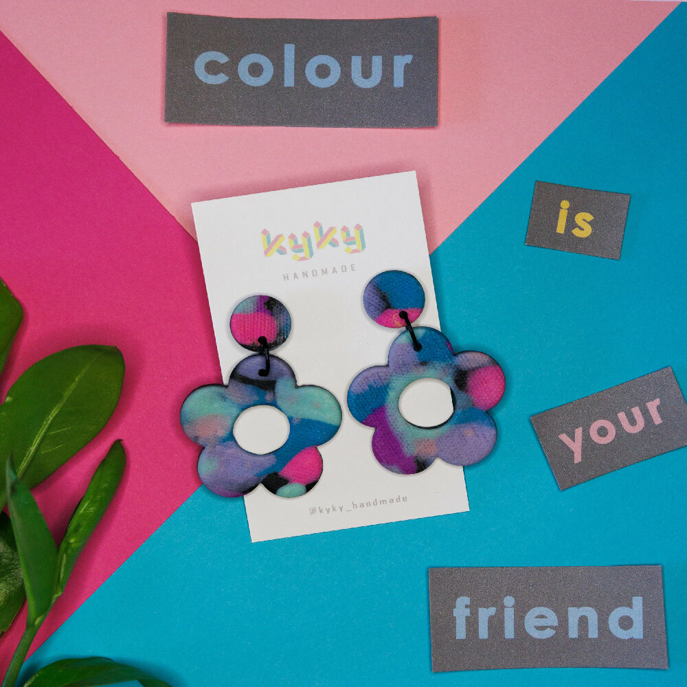 'Retro Bloom' Polymer Clay Earrings - Various colours available