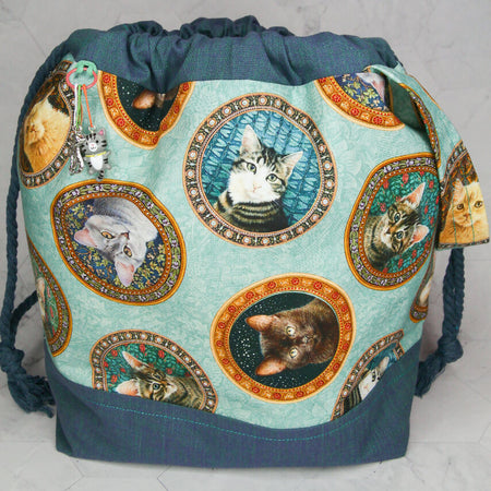 Large Knitting Project Bag - Cat Portraits