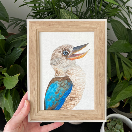 Original watercolour art - blue-winged kookaburra