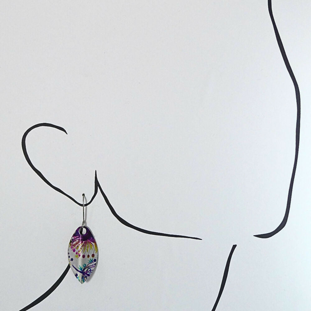 Printed Australian floral anodised aluminium earrings