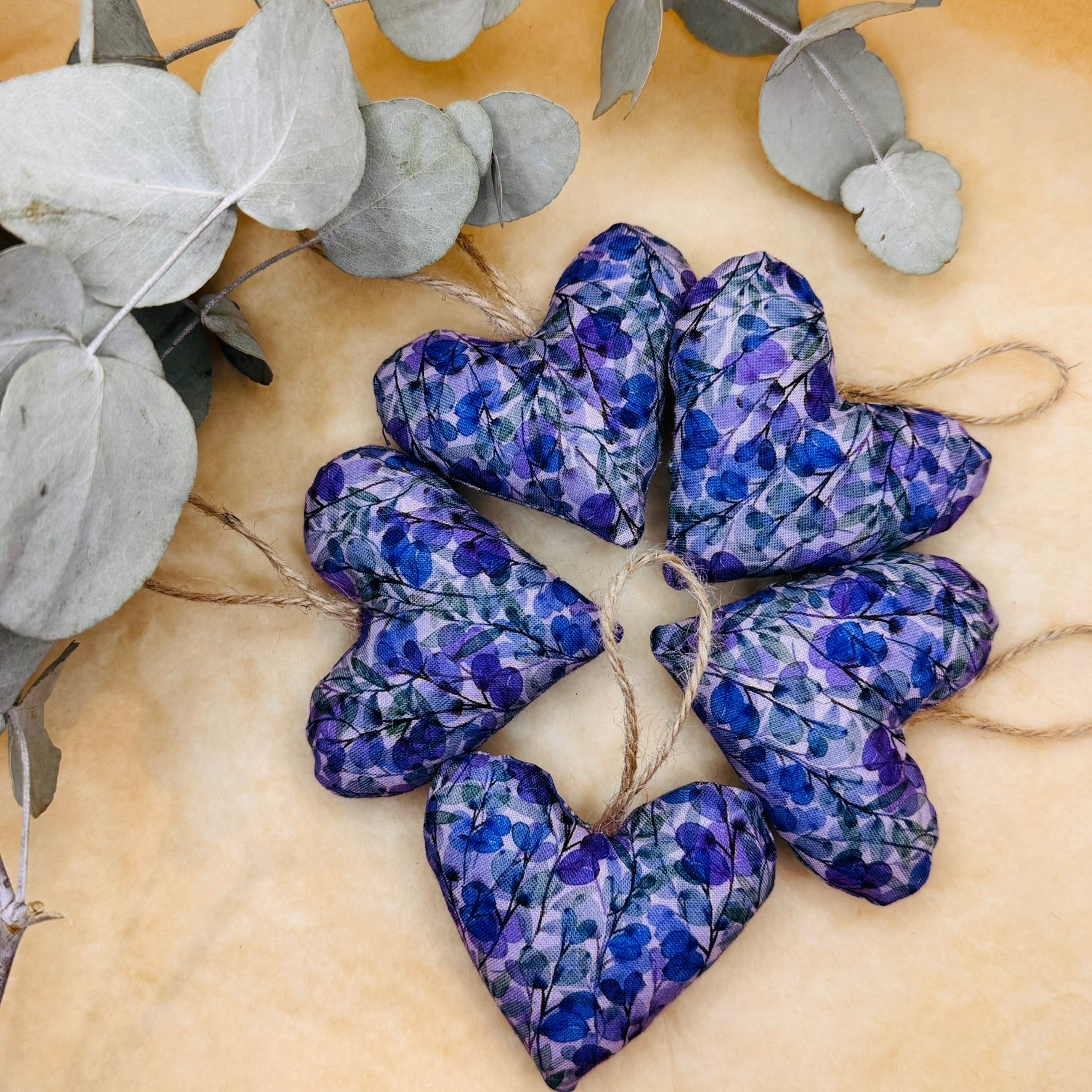 Handmade Floral Purple Hearts