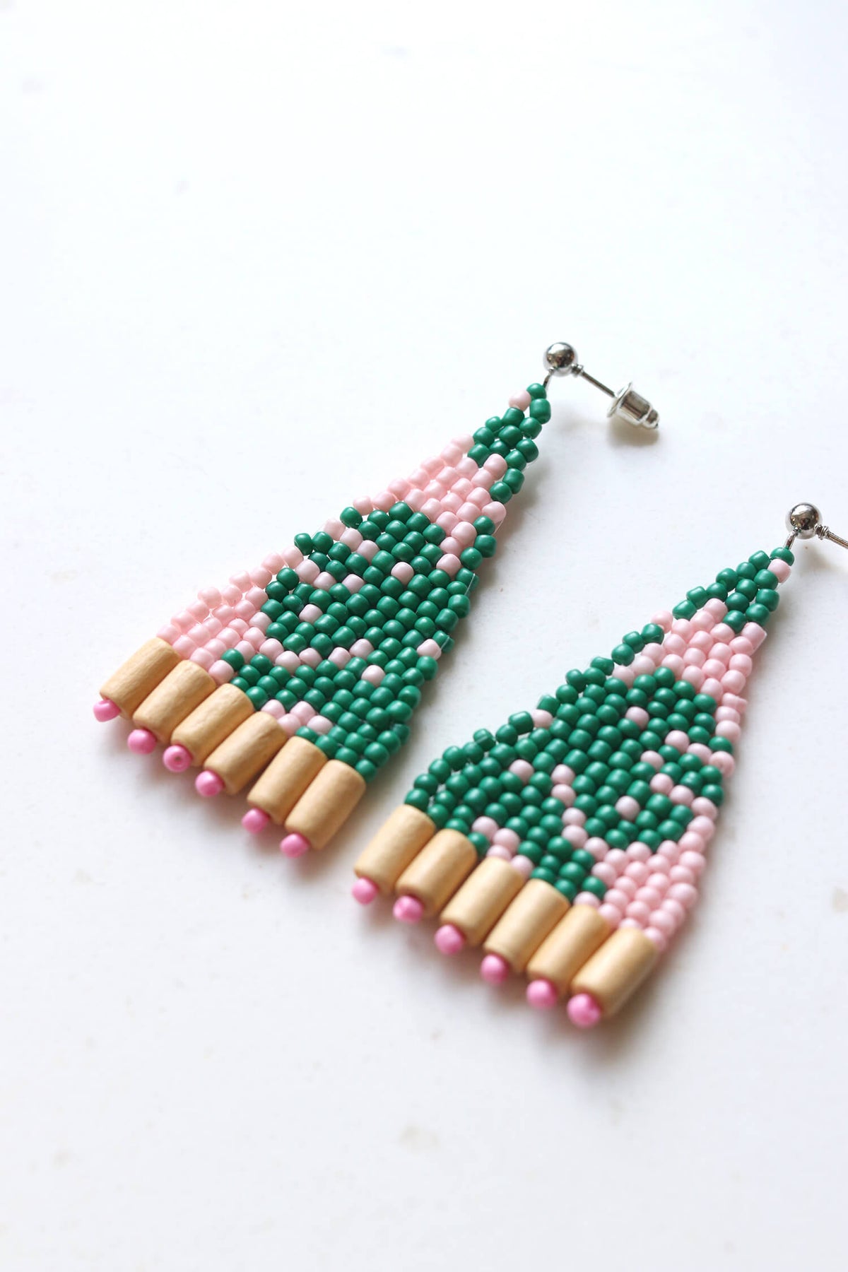 Summery Leaf Beaded Earrings
