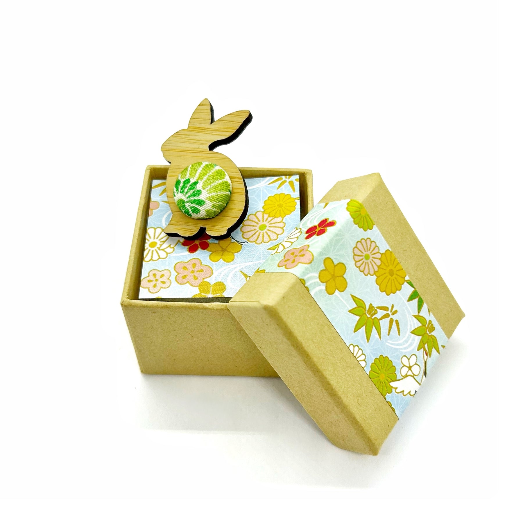 Bunny Brooch with Gift Box - Green