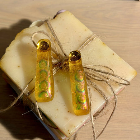 Dichroic Glass Earrings - Yellow and Gold