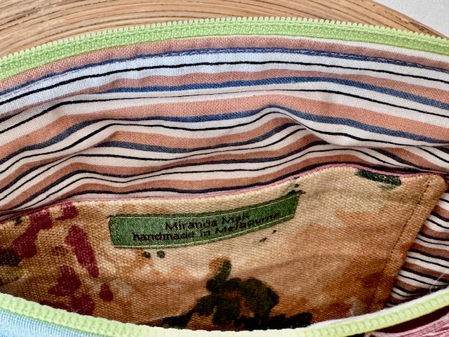 Zipper Pouch - Textile Collage - Green Sashiko