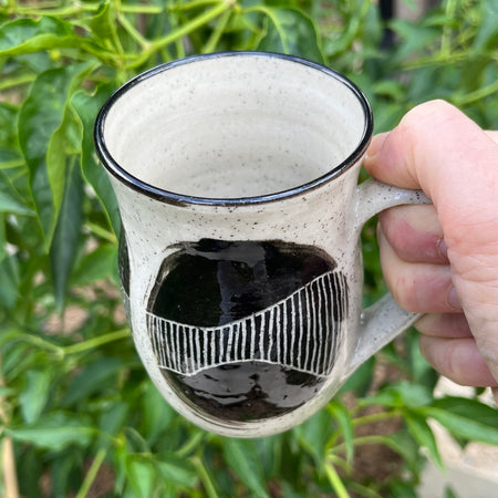 Hand Painted and Hand Carved Flow - Ceramic Mug