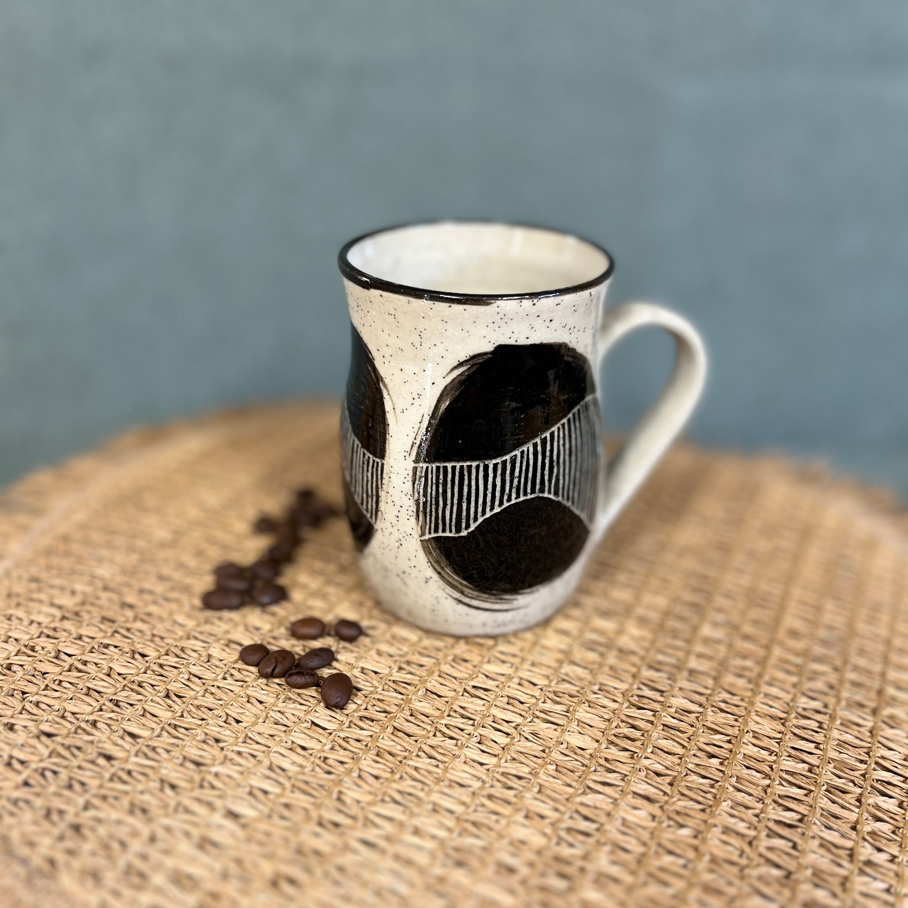 Hand Painted and Hand Carved Flow - Ceramic Mug