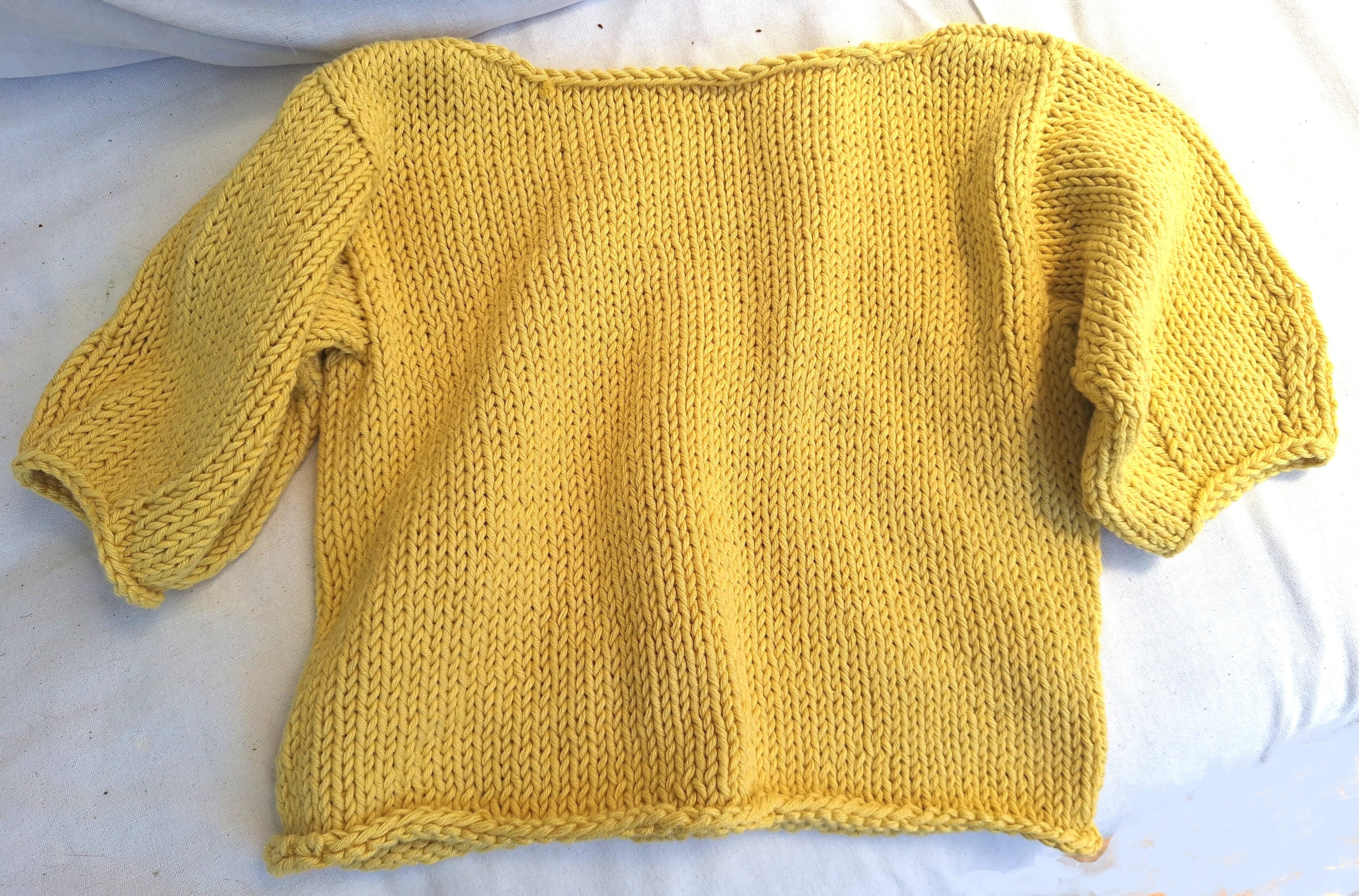 Boxy Baby Sweater in Mustard-yellow 100% Cotton yarn: 0-6 mths