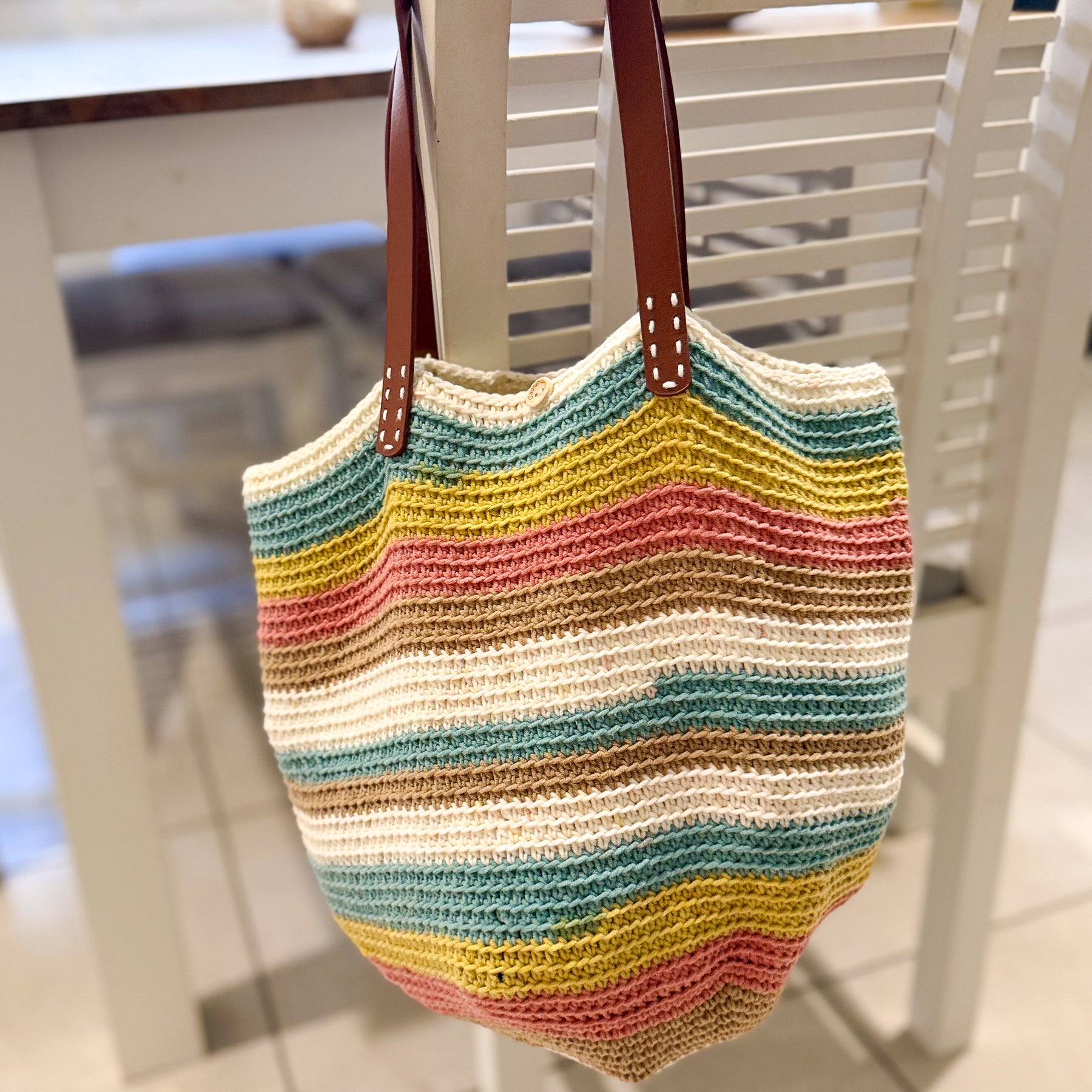 #053 Market Bag with Faux Leather Handles