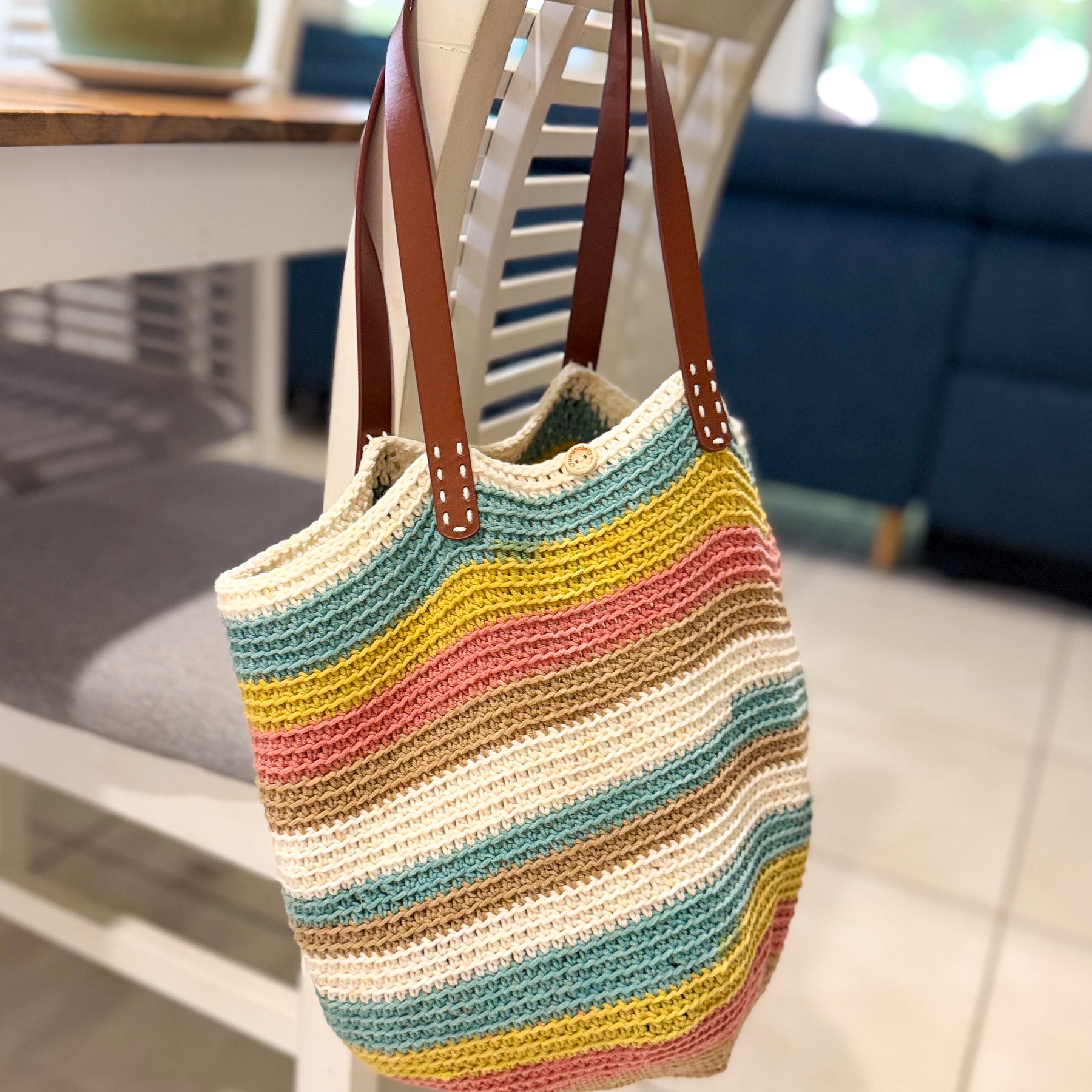 #053 Market Bag with Faux Leather Handles