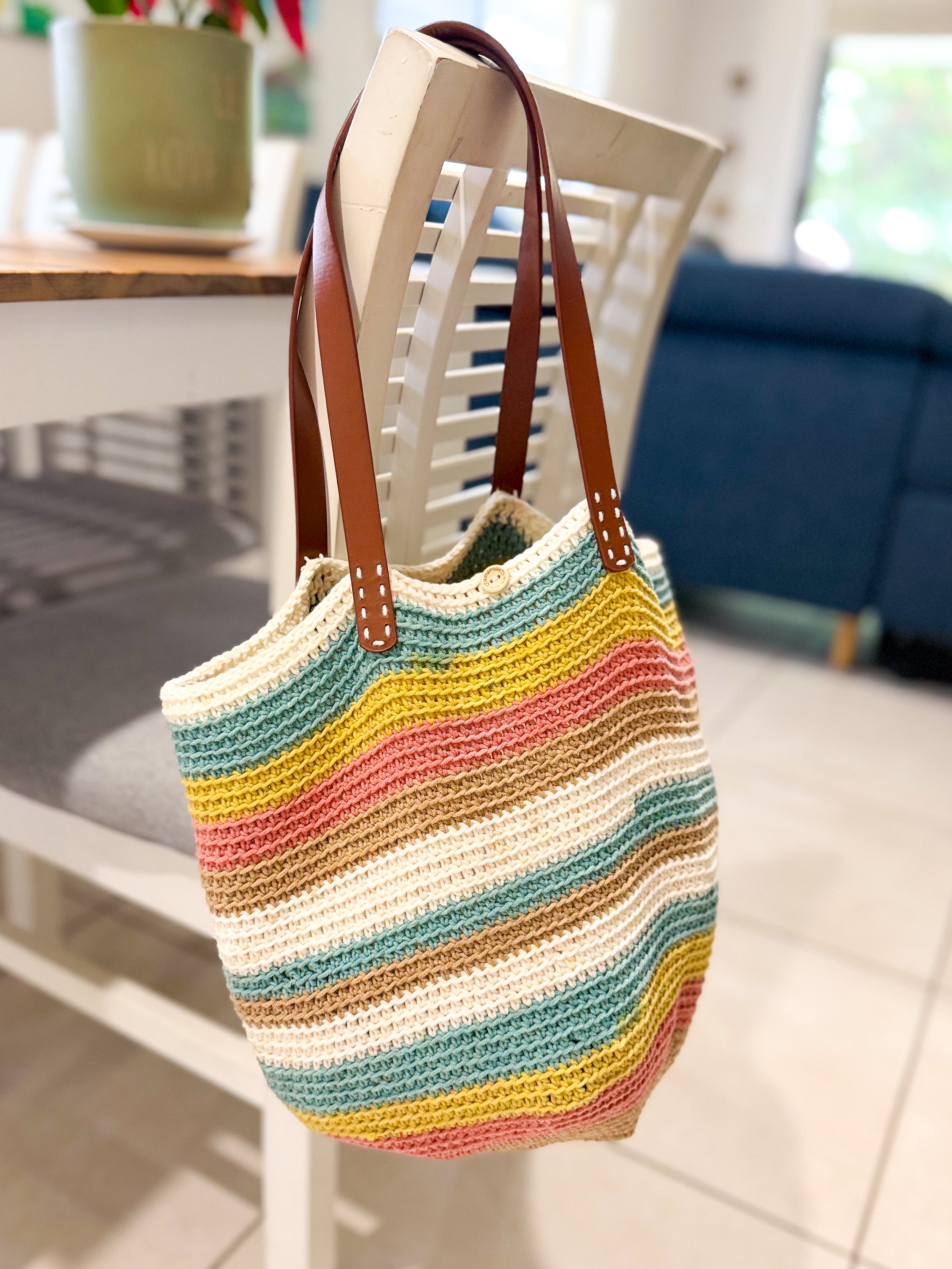 #053 Market Bag with Faux Leather Handles