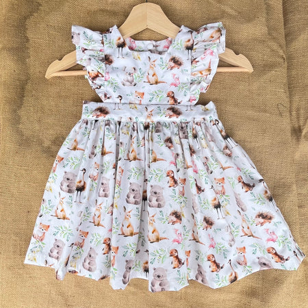 Handmade Pinafore Dress | Baby Aussie Animals | Sizes 3,4 and 5
