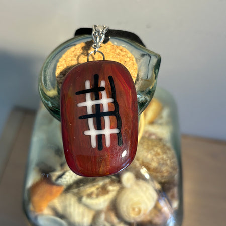Fused Glass Pendant Necklace - Black & Grey Checks on a Moroon Background