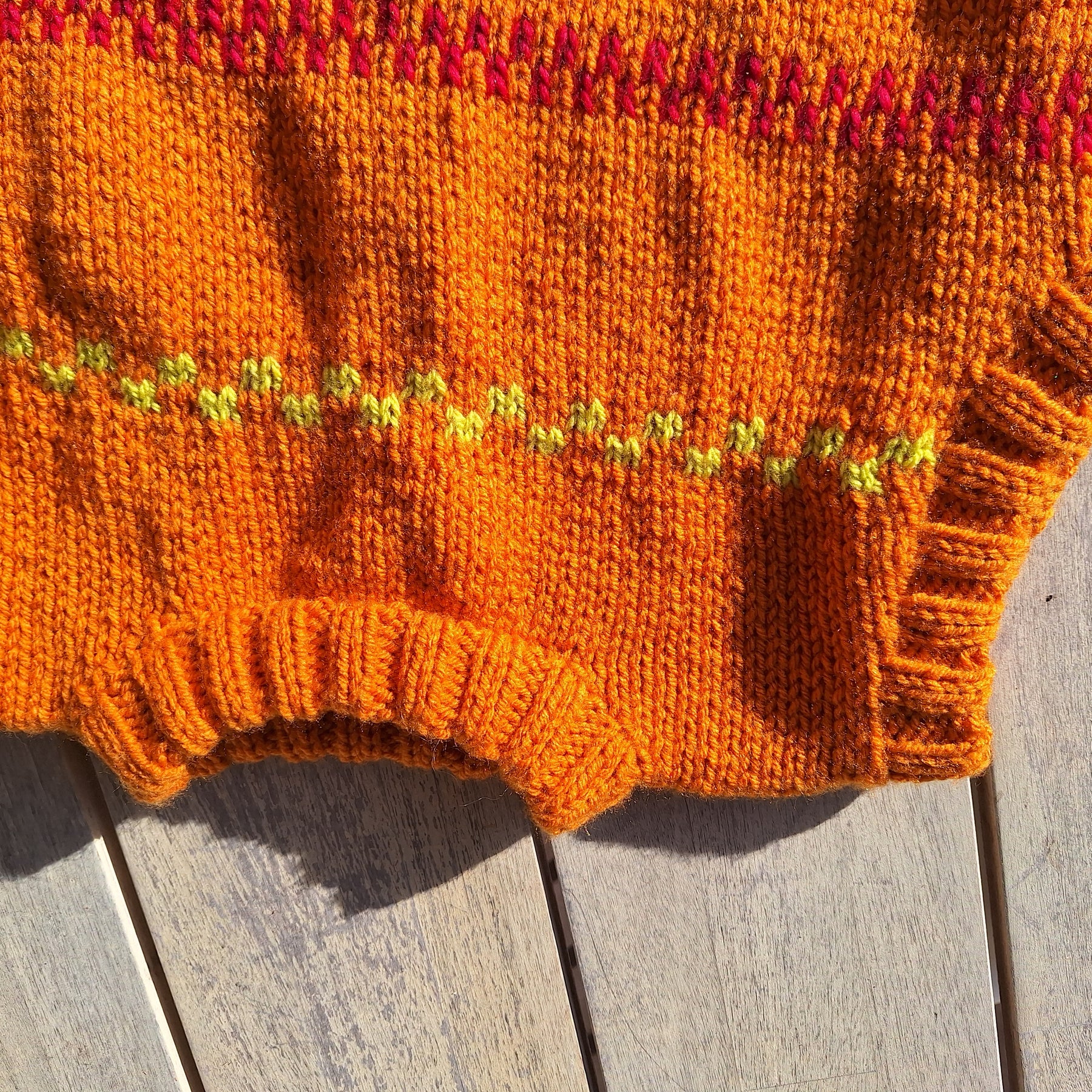 'Pippi Poncho' handknitted Baby Vest 6-12 mths 'Sprout' green