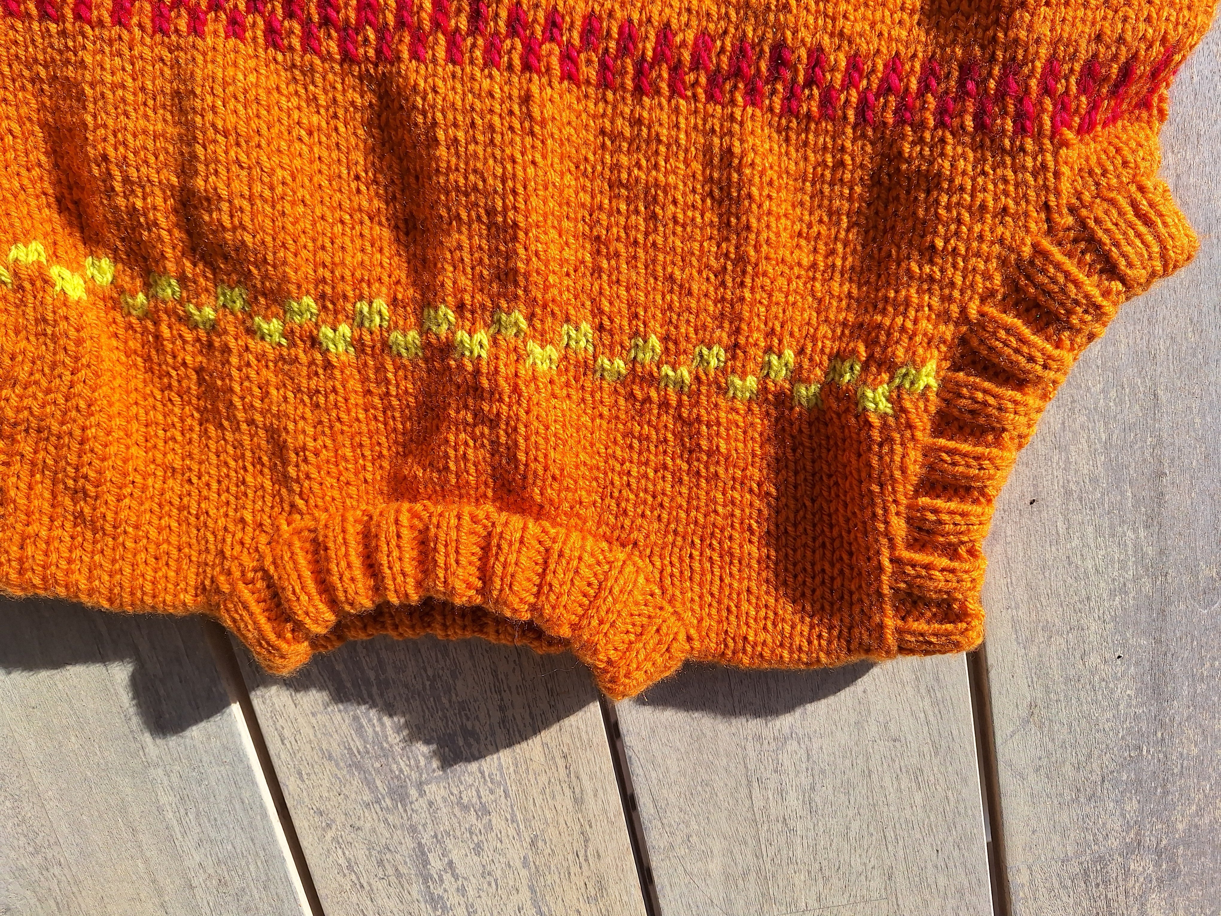 'Pippi Poncho' handknitted Baby Vest 6-12 mths 'Sprout' green