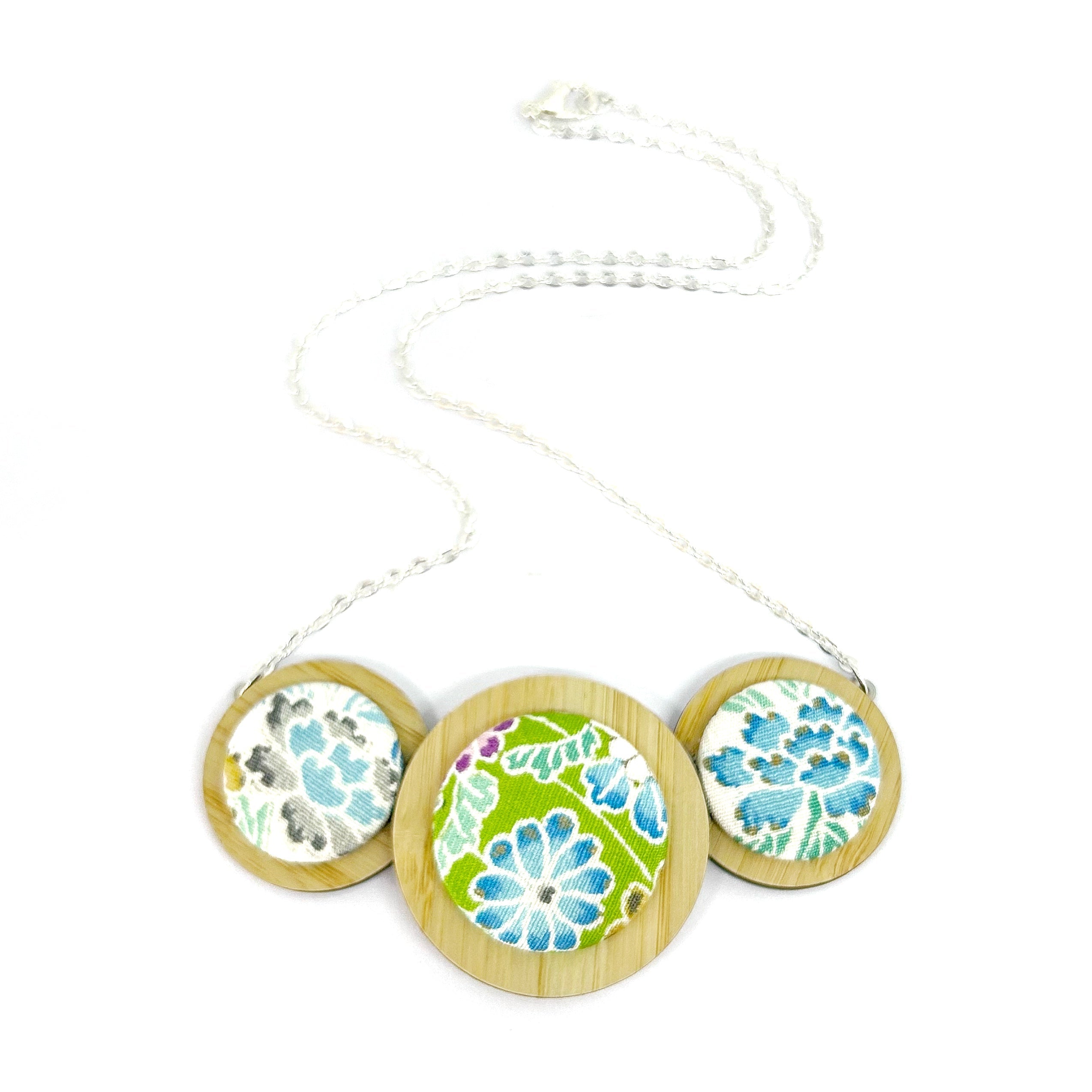 Three Disc Necklace - Small Green Hues