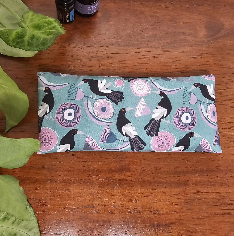 Aromatherapy Cotton EYE PILLOWS - Native Flowers with Black Birds