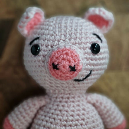 Handmade crochet pig plush toy