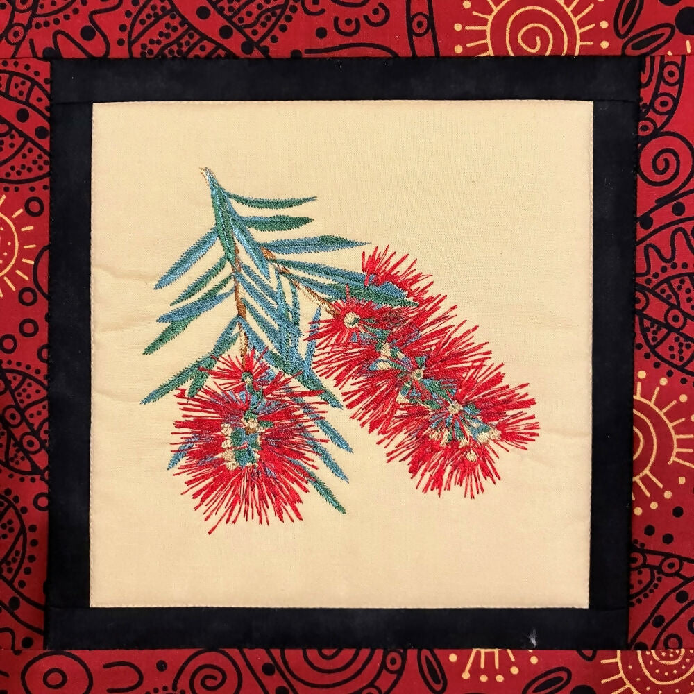 handmade Australian native quilted - bottlebrush