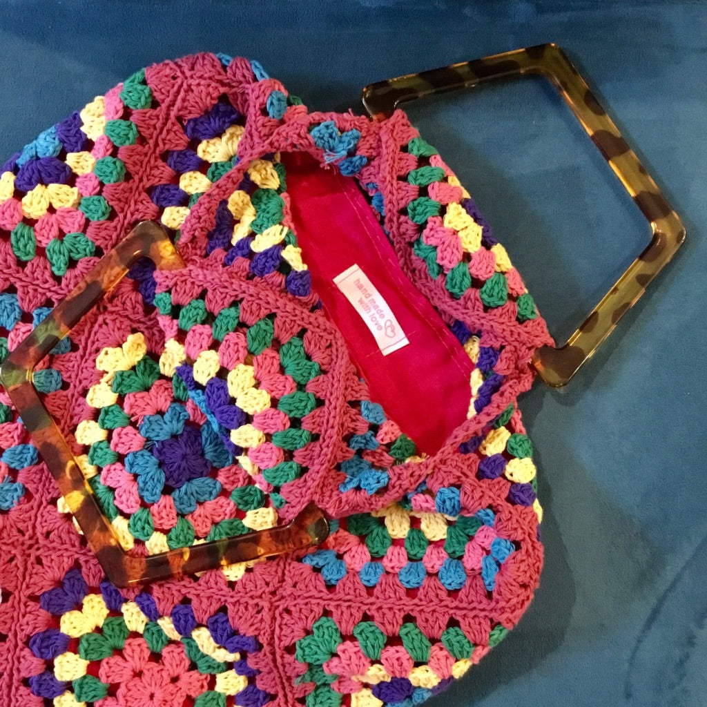 Crocheted Granny Square Handbag
