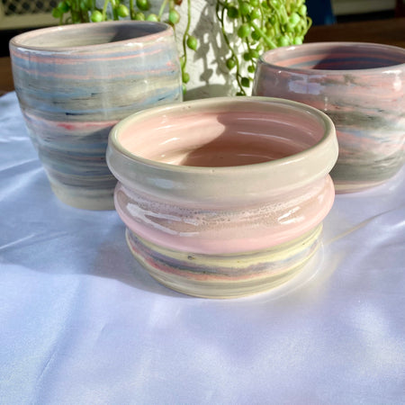 Marbled Effect Ceramic Latte Cup|Handmade Pottery