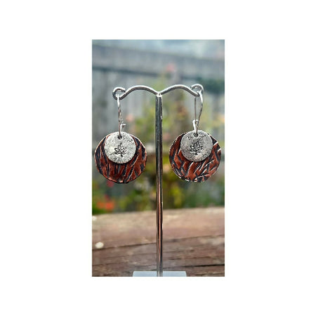 Textured Mixed Metal Earrings Copper & Sterling Silver