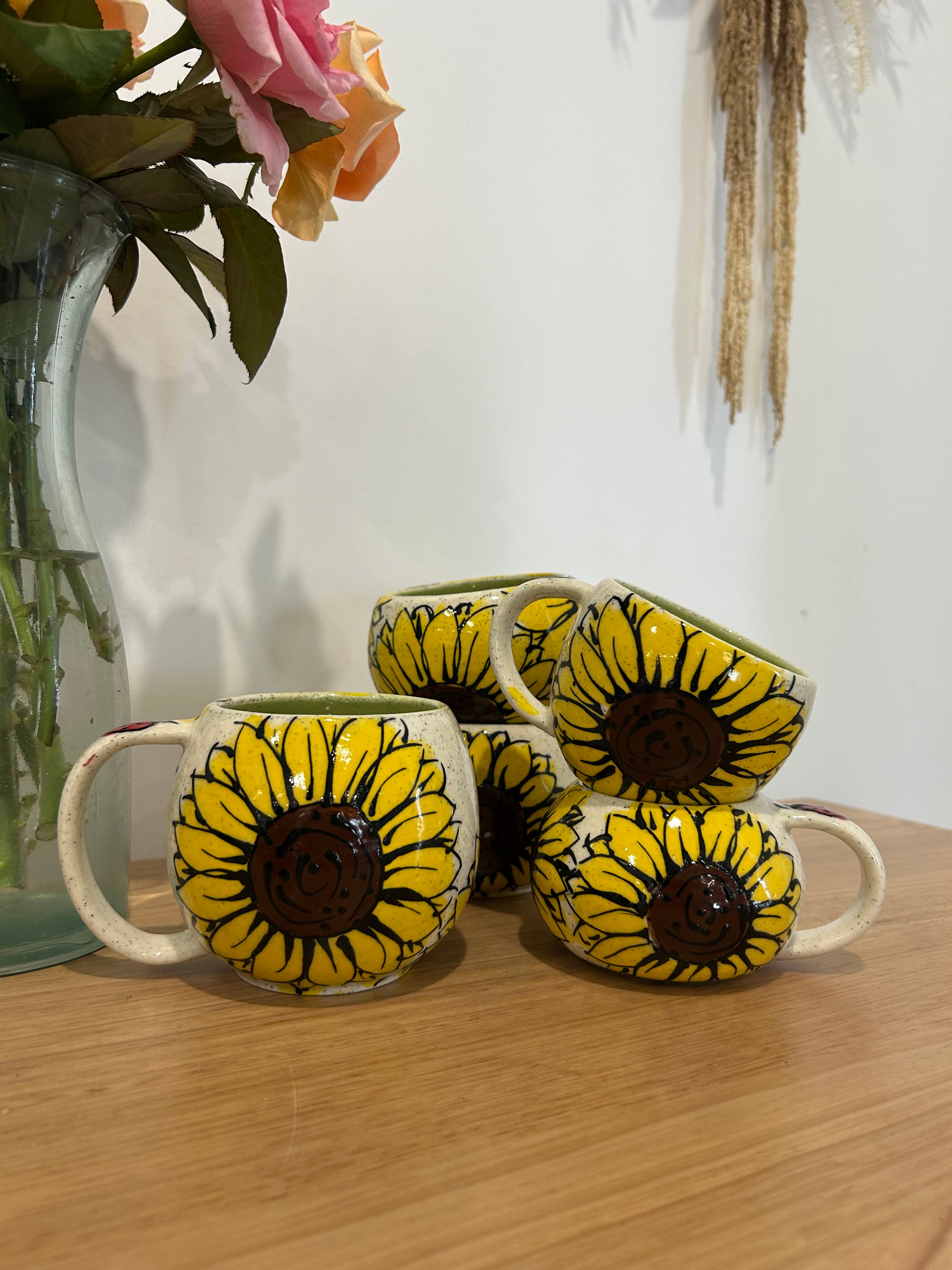 Handmade Sunflower Mugs