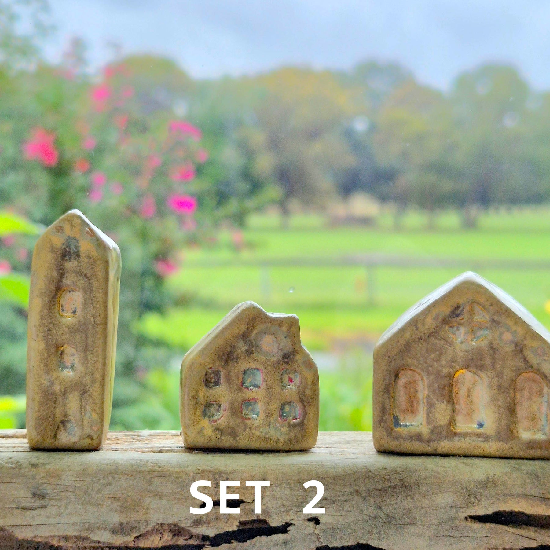 Handmade Ceramic Miniature Houses - Set of Three - Mothers Day Gift