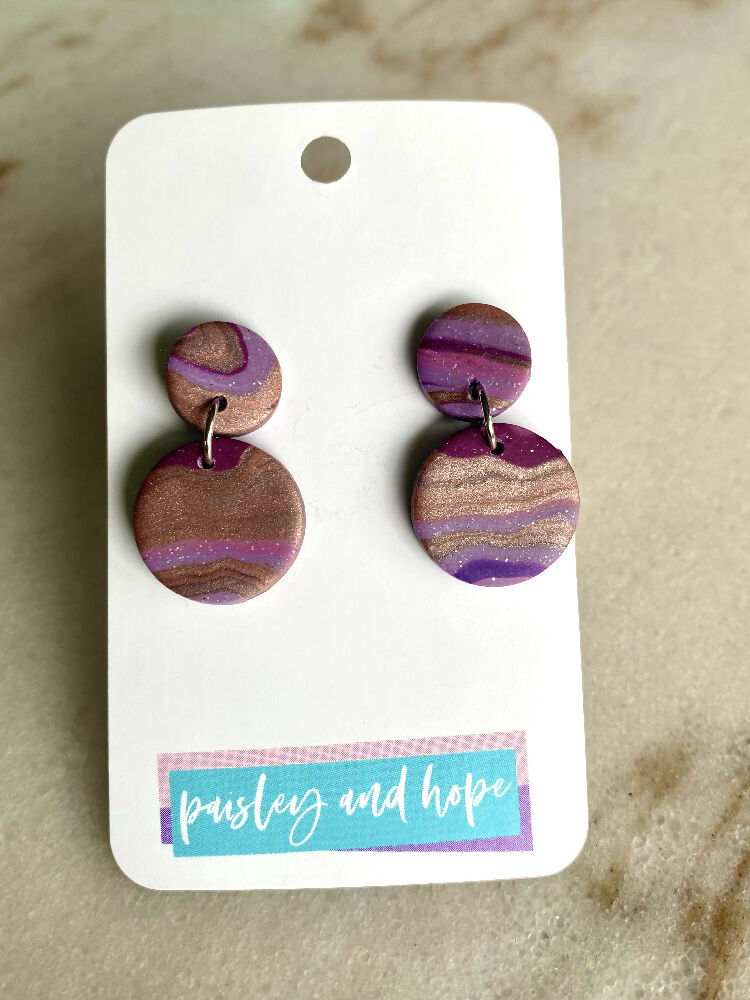 Polymer Clay Dangles - Purple Shimmer