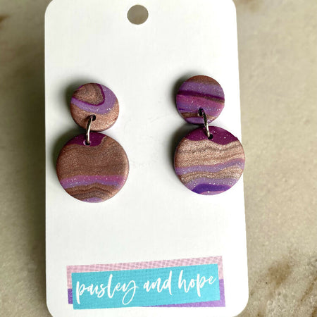 Polymer Clay Dangles - Purple Shimmer