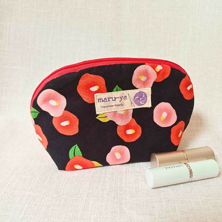Cosmetic Pouch - Camellia - Black/Red/Pink