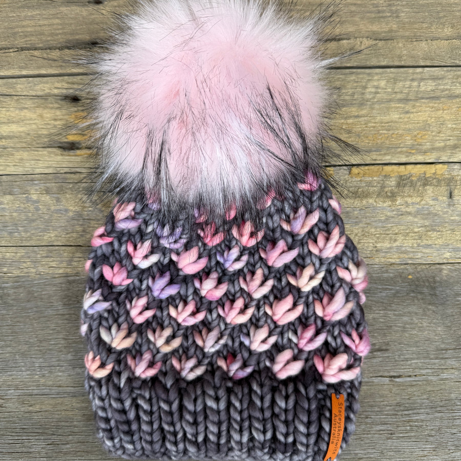 Ladies Beanie, Grey Beanie with PomPom
